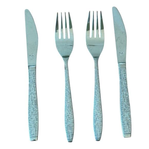 TWA Trans World Airlines First Class Place Setting Cross Hatch Fork Knife 2 Each - Picture 1 of 3